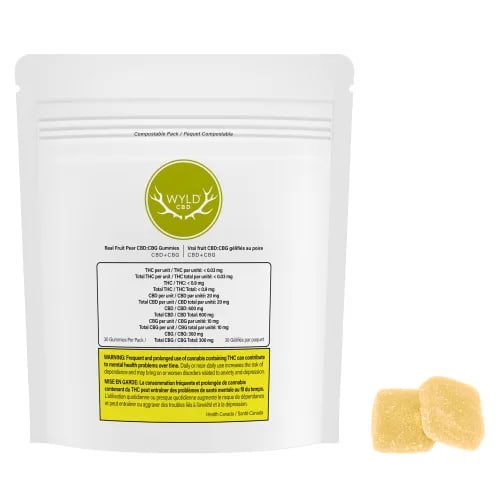 WYLD - Real Fruit Pear CBD+CBG Gummies